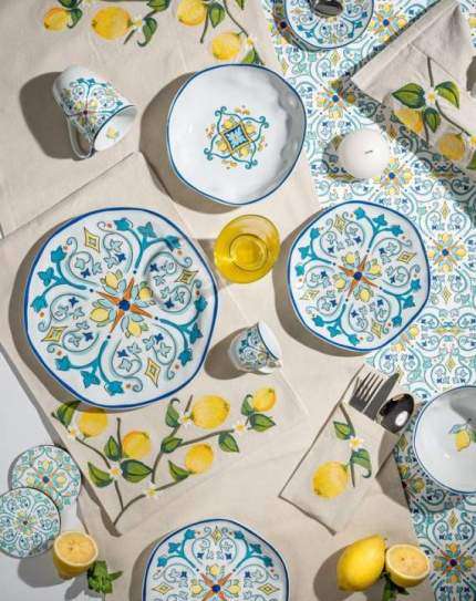 Rosa / Porcelain ( little Lemon Organic Round Dinnerware Set 24 PCS )